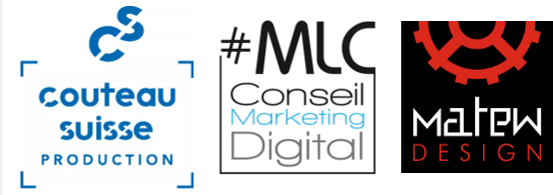 logos MLC Conseil Matew design et Couteau suisse production
